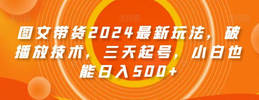 图文带货2024最新玩法，破播放技术，三天起号，小白也能日入500+【揭秘】-星火轻创