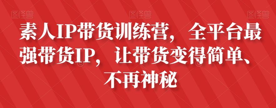 素人IP带货训练营，全平台最强带货IP，让带货变得简单、不再神秘-星火轻创