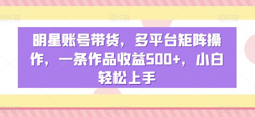 明星账号带货，多平台矩阵操作，一条作品收益500+，小白轻松上手【揭秘】-星火轻创
