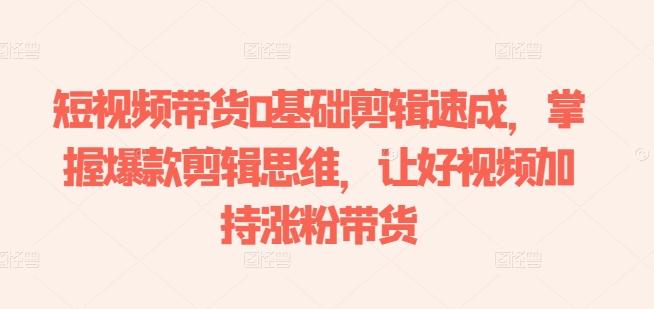 短视频带货0基础剪辑速成，掌握爆款剪辑思维，让好视频加持涨粉带货-星火轻创