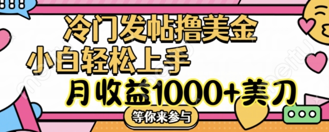 冷门发帖撸美金项目，月收益1000+美金，简单无脑，干就完了【揭秘】-星火轻创