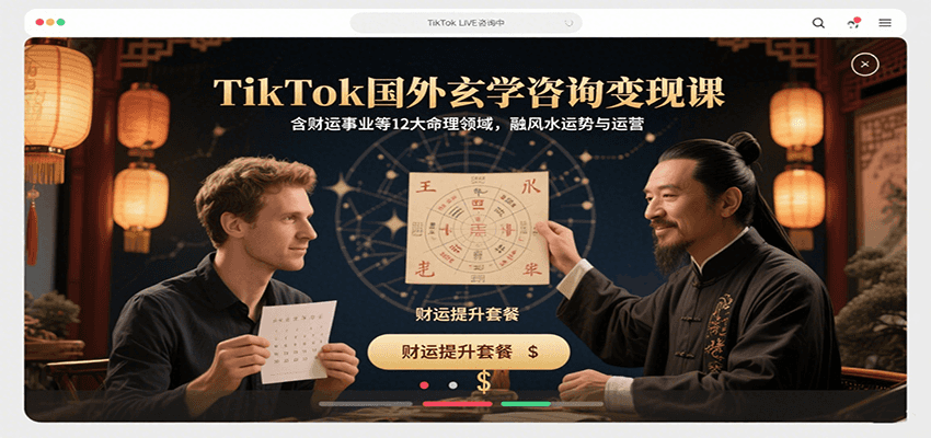 TikTok国外玄学咨询变现课，含财运事业等12大命理领域，融风水运势与运营-星火轻创