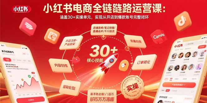小红书电商全链路运营课：涵盖30+实操单元，实现从开店到爆款账号完整闭环-星火轻创