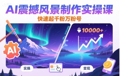 AI震撼风景制作实操课，快速起千粉万粉号-星火轻创