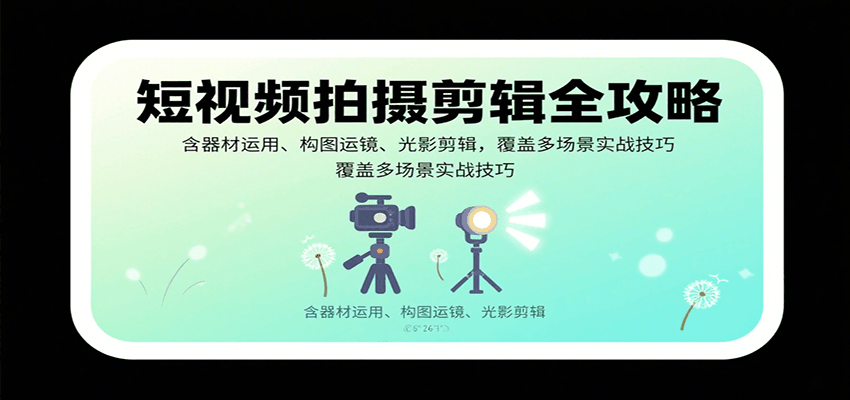 短视频拍摄剪辑全攻略：含器材运用、构图运镜、光影剪辑，覆盖多场景实战技巧-星火轻创