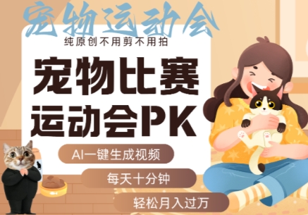AI一键生成宠物比赛运动会PK视频，纯原创不用剪不用拍，每天十分钟，轻松月入过1W+-星火轻创