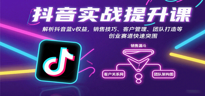 抖音实战提升课：解析抖音蓝v权益，销售技巧、客户管理、团队打造等创业赛道快速突围-星火轻创
