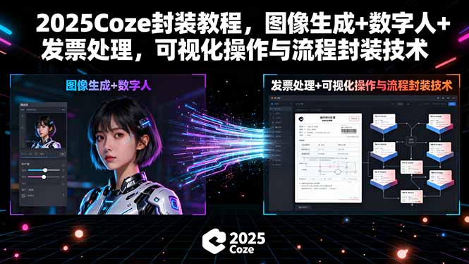 2025Coze封装教程，图像生成+数字人+发票处理，可视化操作与流程封装技术-星火轻创