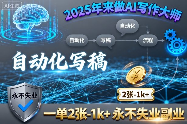 2025年来做AI写作大师，自动化写稿，一单2张-1k+，永不失业副业-星火轻创