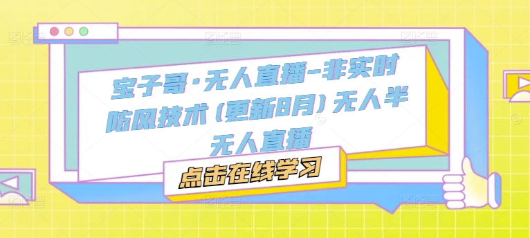 宝子哥·无人直播-非实时防风技术(更新25年9月)无人半无人直播