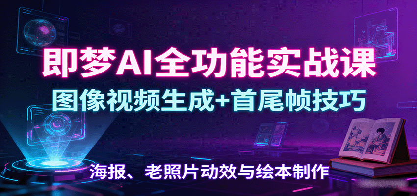 即梦AI全功能实战课：图像视频生成+首尾帧技巧，海报、老照片动效与绘本制作-星火轻创