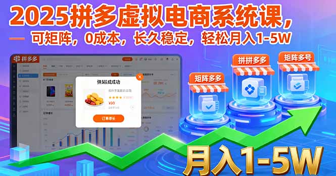 2025拼多多虚拟电商系统课，可矩阵，0成本，长久稳定，轻松月入1-5W-星火轻创