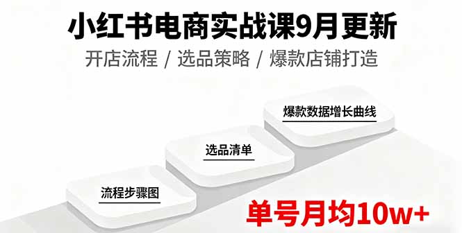 小红书电商实战课9月更新，开店流程/选品策略/爆款店铺打造，单号月均10w+-星火轻创