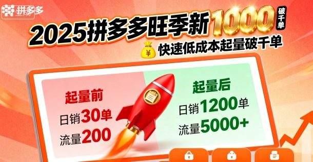 2025拼多多旺季新老店铺——快速低成本起量破千单-星火轻创