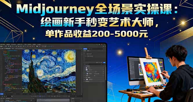 Midjourney全场景实操课：绘画新手秒变艺术大师，单作品收益200-5000元-星火轻创