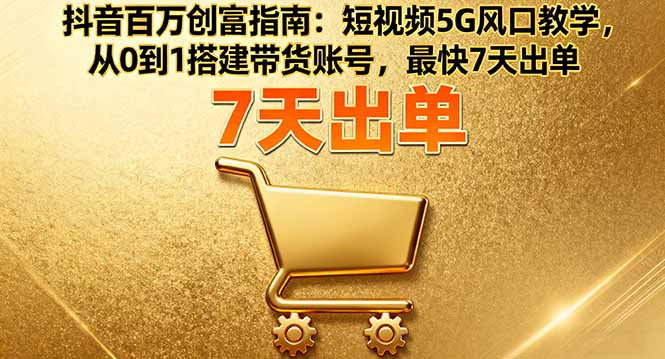 抖音百万创富指南：短视频5G风口教学，从0到1搭建带货账号，最快7天出单-星火轻创