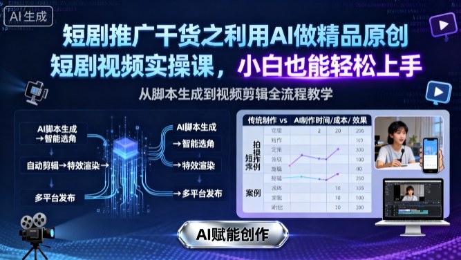短剧推广干货之利用AI做精品原创短剧视频实操课，小白也能轻松上手-星火轻创