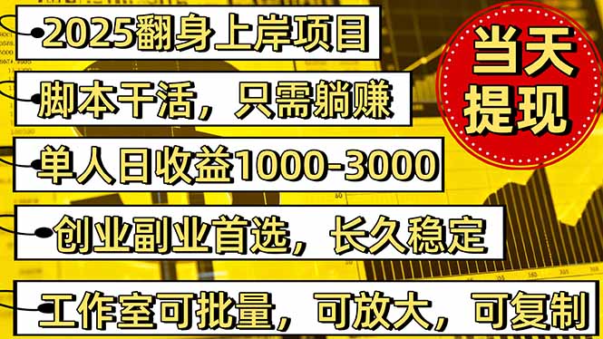 稳定八年美金掘金2.0脚本干活，只需躺赚。单人日收益1000-3000可批量、...-星火轻创