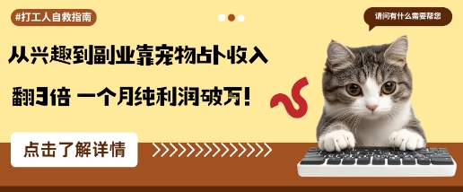从兴趣到副业靠宠物占卜收入翻3倍一个月纯利润破W-小艾项目网