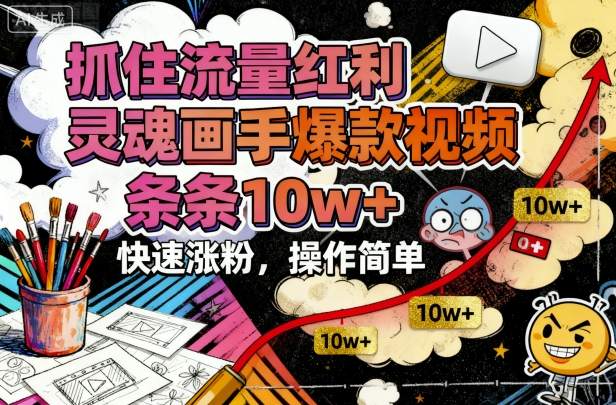 抓住流量红利，灵魂画手爆款视频，条条10w+，快速涨粉，操作简单-星火轻创