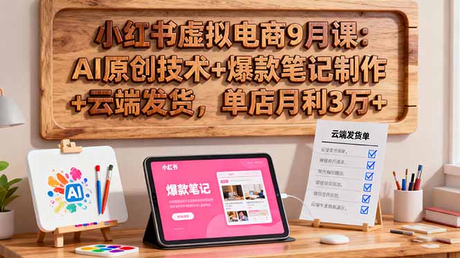 小红书虚拟电商9月课：AI原创技术+爆款笔记制作+云端发货，单店月利3万+-星火轻创
