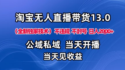 淘宝无人直播13.0，公域私域技术，不封号，不违规布局下半年旺季赛道，日入1K+(独家技术)【揭秘】-小艾项目网