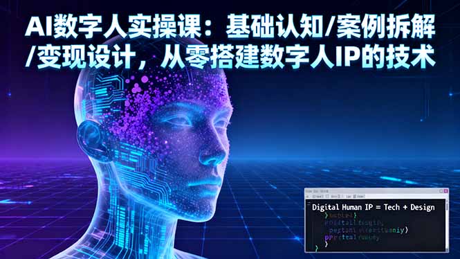 AI数字人实操课：基础认知/案例拆解/变现设计，从零搭建数字人IP的技术-星火轻创