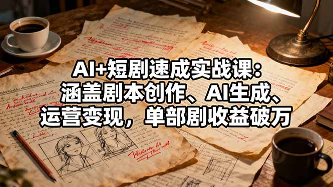 AI+短剧速成实战课：涵盖剧本创作、AI生成、运营变现，单部剧收益破万-星火轻创