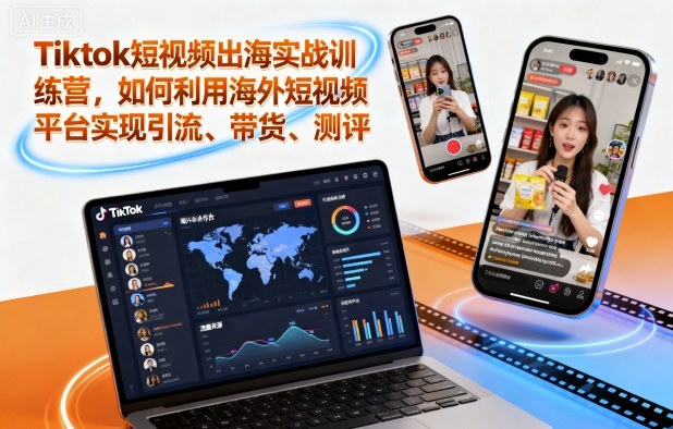 Tiktok短视频出海实战训练营，如何利用海外短视频平台实现引流、带货、测评-星火轻创