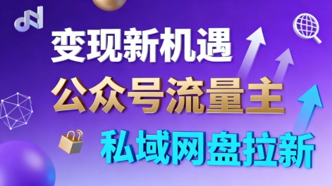 公众号流量主+私域网盘拉新，多方式变现，简单易上手，当天就有收益-星火轻创