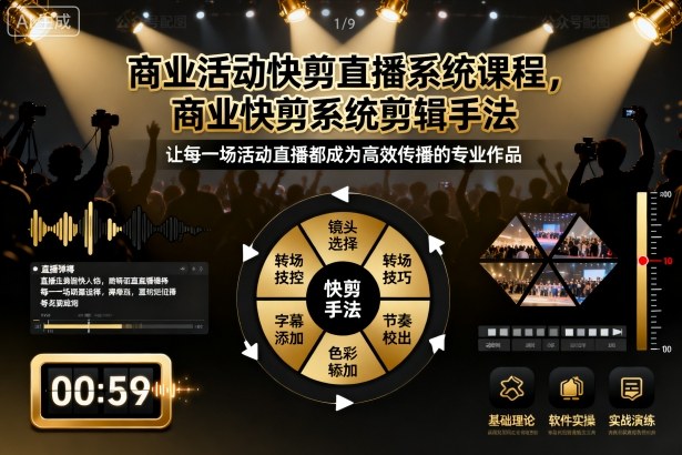 商业活动快剪直播系统课程，商业快剪系统剪辑手法-星火轻创