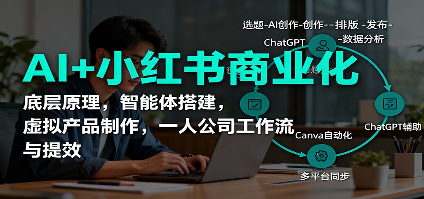 AI+小红书商业化，底层原理，智能体搭建，虚拟产品制作，一人公司工作流与提效-星火轻创