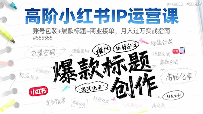 高阶小红书IP运营课：账号包装+爆款标题+商业接单，月入过万实战指南-星火轻创