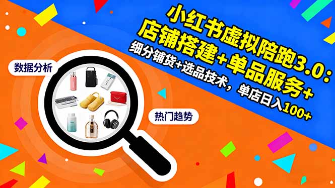 小红书虚拟陪跑3.0：店铺搭建+单品服务+细分铺货+选品技术，单店日入100+-星火轻创