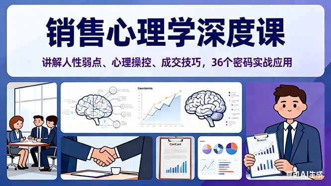 销售心理学深度课，讲解人性弱点、心理操控、成交技巧，36个密码实战应用-星火轻创