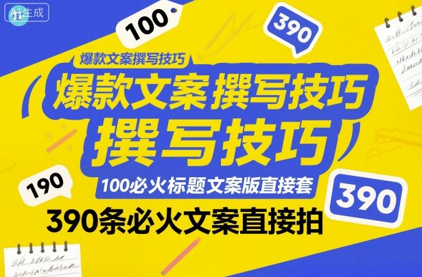 爆款文案撰写技巧，100个必火标题文案模版直接套，390条必火文案直接拍-星火轻创