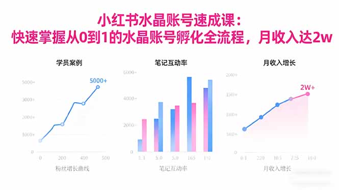 2025小红书水晶账号速成课：快速掌握从0-1水晶账号孵化全流程，月收入达2w-星火轻创