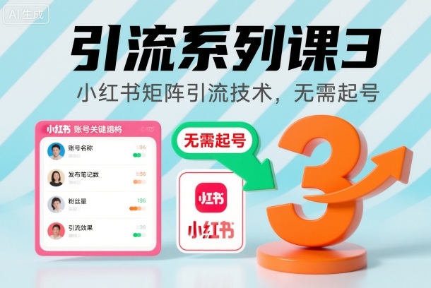 引流系列课3,小红书矩阵引流技术,无需起号