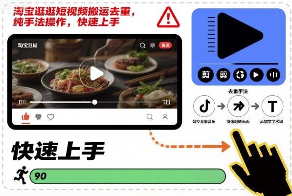 淘宝逛逛短视频搬运去重，纯手法操作，快速上手-星火轻创