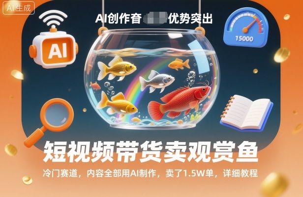 短视频带货卖观赏鱼，冷门赛道，内容全部用AI制作，卖了1.5W单，详细教程-小艾项目网