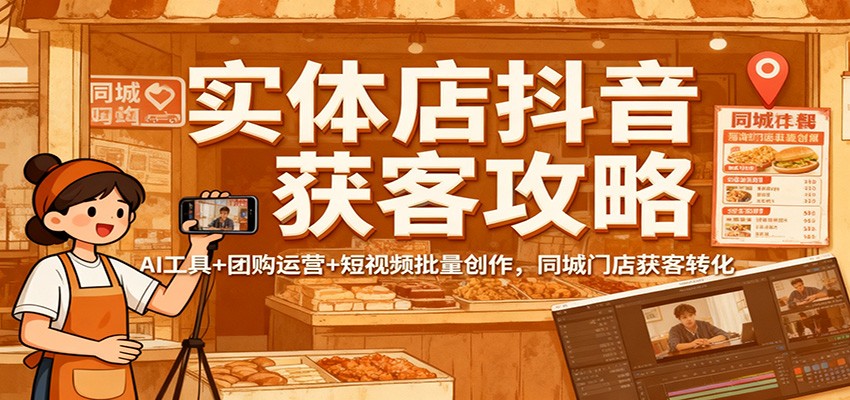 实体店抖音获客攻略：AI工具+团购运营+短视频批量创作，同城门店获客转化-星火轻创