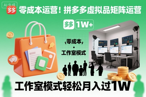 零成本运营！拼多多虚拟品矩阵运营，工作室模式轻松月入过1W-星火轻创