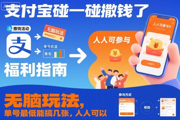 支付宝碰一碰撒钱了，无脑玩法，单号最低能搞几张，人人可以撸【揭秘】-星火轻创