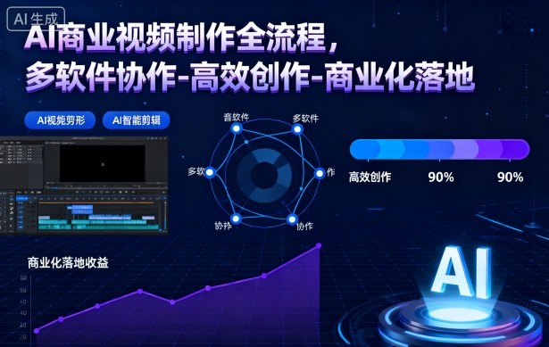 AI商业视频制作全流程，多软件协作-高效创作-商业化落地-星火轻创