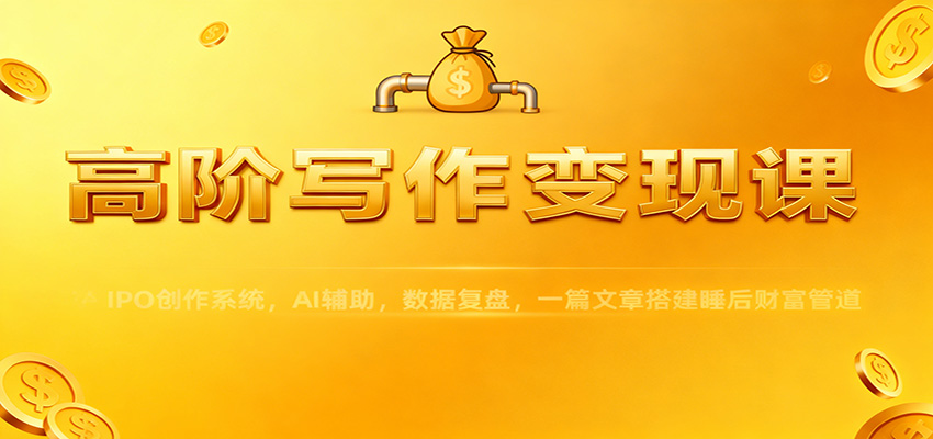 高阶写作变现课：IPO创作系统，AI辅助，数据复盘，一篇文章搭建睡后财富管道-星火轻创