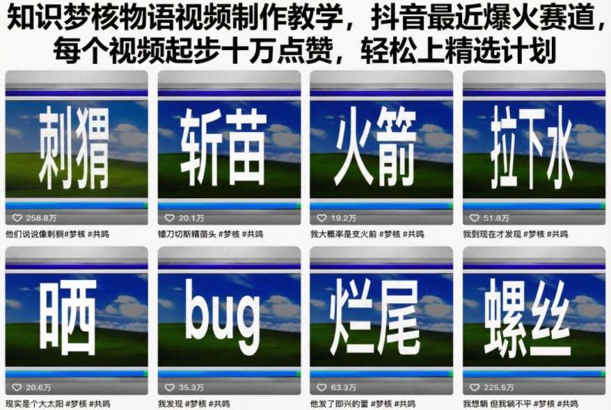知识梦核物语视频制作教学，抖音最近爆火赛道，每个视频起步十万点赞，轻松上精选计划-星火轻创
