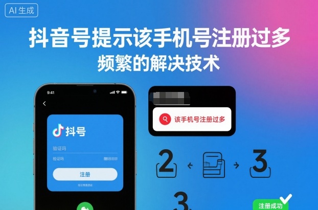 抖音号提示该手机号注册过多，频繁的解决技术-星火轻创