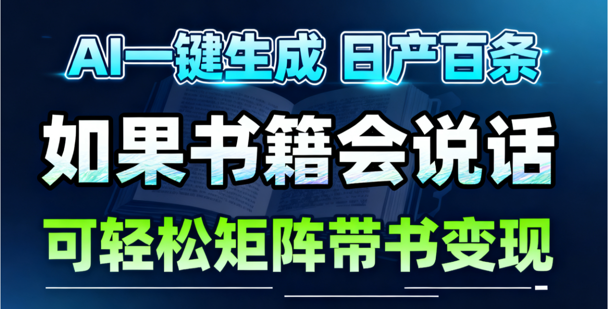 AI书籍会说话，轻松带书变现，月入3W+-星火轻创