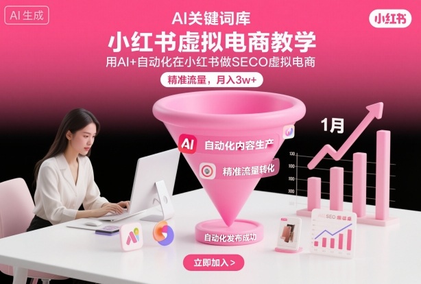 小红书虚拟电商项目，用AI+自动化在小红书做SEO虚拟电商，精准流量，月入3w+-小艾项目网
