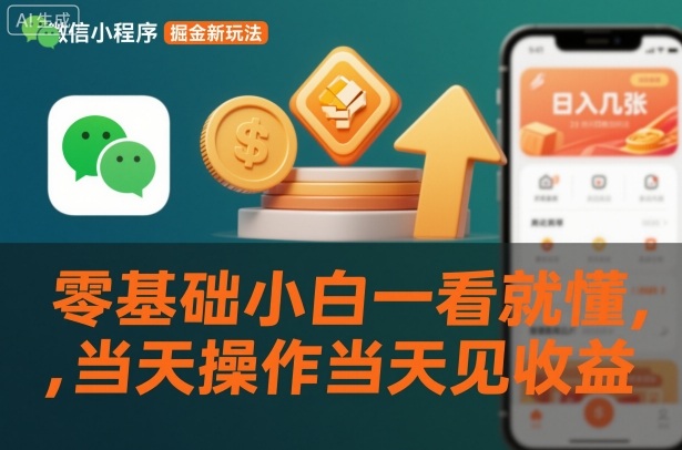 微信小程序掘金新玩法,日入几张,零基础小白一看就懂,当天操作当天见收益【揭秘】